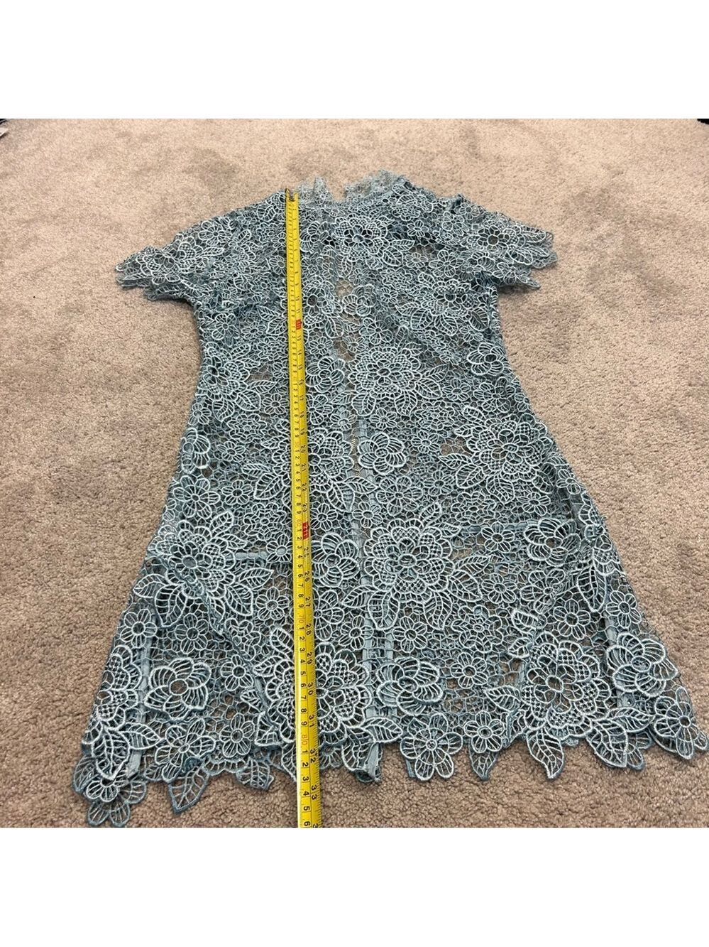 SELF PORTRAIT PEEP BACK FLORAL LACE MINI DRESS LIGHT BLUE 4 - Picture 10 of 15